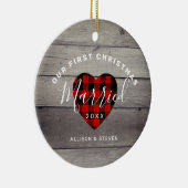 Ons eerste kersthuwelijk met Rustic op maat Keramisch Ornament (Rechts)