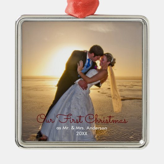 Ons eerste kersthuwelijk metalen ornament (Voorkant)