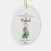 Ons eerste kersthuwelijk Mistletoe Keramisch Ornament (Rechts)