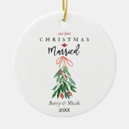 Ons eerste kersthuwelijk Mistletoe Keramisch Ornament