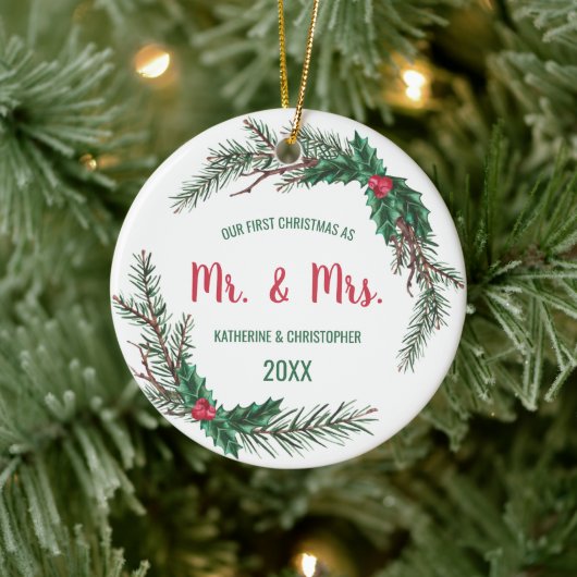 Ons eerste kersthuwelijk | Mistletoe Keramisch Ornament (Boom)