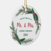 Ons eerste kersthuwelijk | Mistletoe Keramisch Ornament (Rechts)