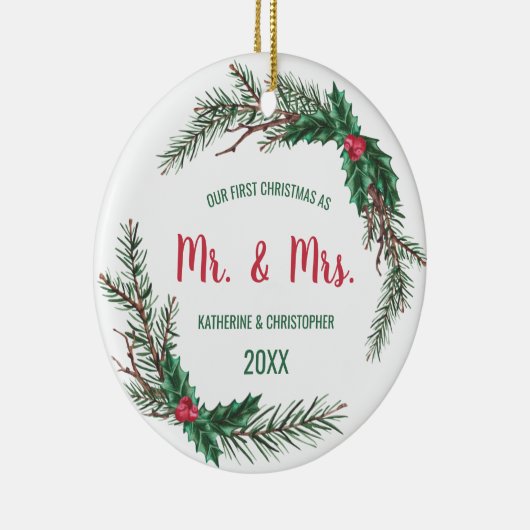 Ons eerste kersthuwelijk | Mistletoe Keramisch Ornament (Rechts)