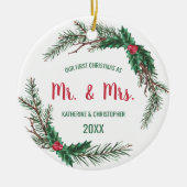 Ons eerste kersthuwelijk | Mistletoe Keramisch Ornament (Voorkant)