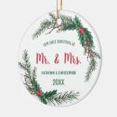 Ons eerste kersthuwelijk | Mistletoe Keramisch Ornament (Links)