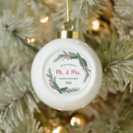 Ons eerste kersthuwelijk | Mistletoe Keramische Bal Ornament