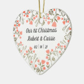 Ons eerste kersthuwelijk op maat keramisch ornament (Links)