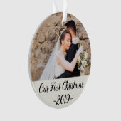 Ons eerste kersthuwelijk ornament (voorkant)