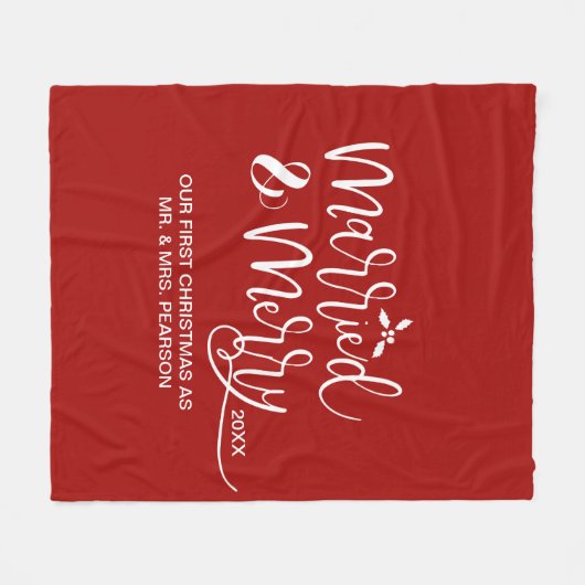 Ons eerste kersthuwelijk Rood Fleece Deken (Voorkant (Horizontaal))