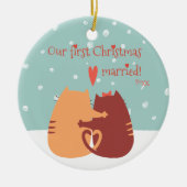 Ons eerste kersthuwelijk - twee kattekatten keramisch ornament (Voorkant)