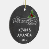 Ons eerste kersthuwelijk was samen. keramisch ornament (Rechts)