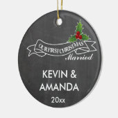 Ons eerste kersthuwelijk was samen. keramisch ornament (Links)