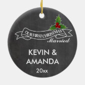 Ons eerste kersthuwelijk was samen. keramisch ornament (Achterkant)