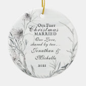 Ons eerste kersthuwelijk, Waterverf Floral Keramisch Ornament (Voorkant)