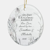 Ons eerste kersthuwelijk, Waterverf Floral Keramisch Ornament (Links)