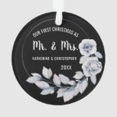 Ons eerste kersthuwelijk | Zilver Roos Ornament (achterkant)