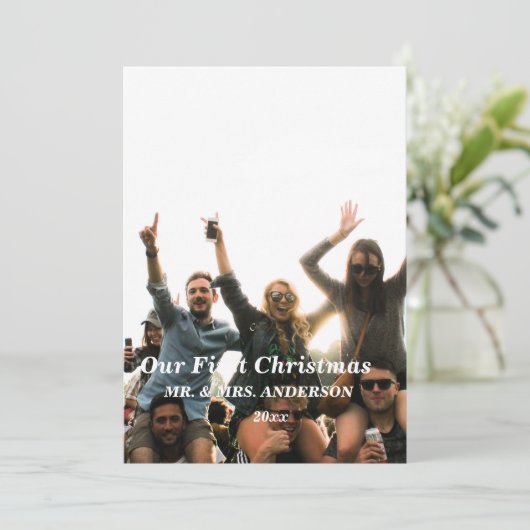 ons eerste kerstjaar als de heer en mevrouw de com kaart (Staand voorkant)