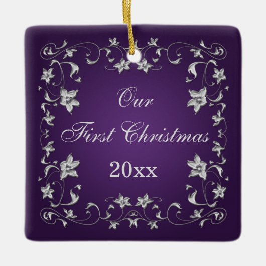 Ons eerste kerstkeepskever-Ornament Keramisch Ornament (Voorkant)