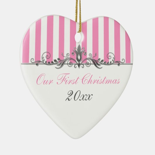 Ons eerste kerstkeepskever-Ornament Keramisch Ornament (Rechts)