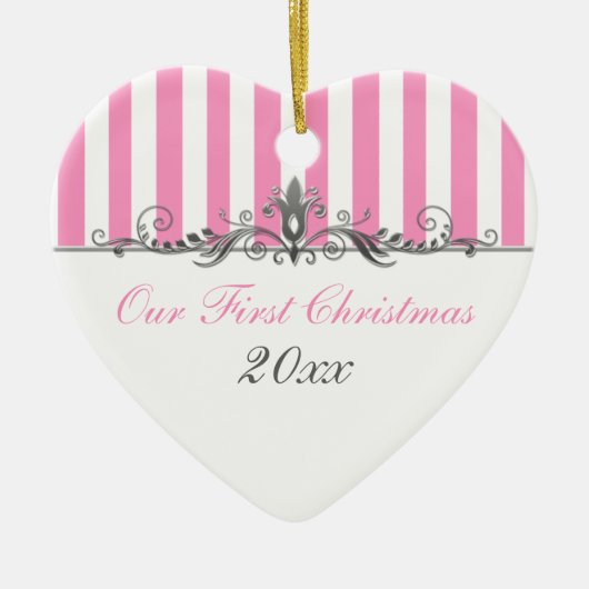Ons eerste kerstkeepskever-Ornament Keramisch Ornament (Voorkant)