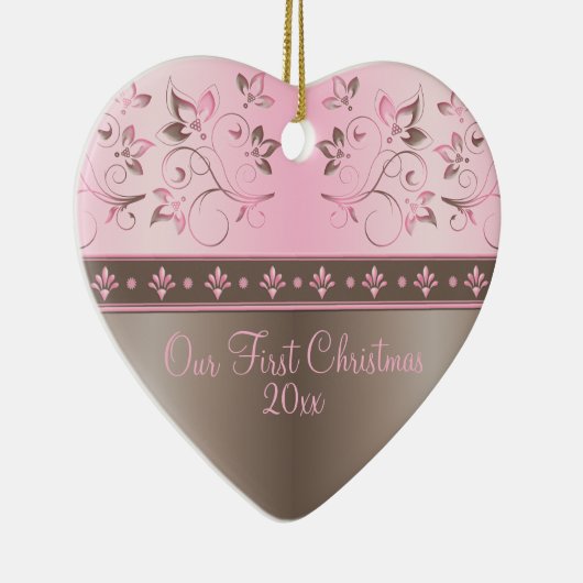 Ons eerste kerstkeepskever-Ornament Keramisch Ornament (Rechts)