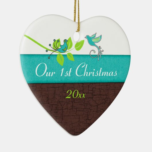 Ons eerste kerstkeepskever-Ornament Keramisch Ornament (Rechts)