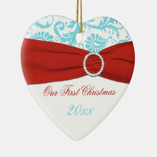 Ons eerste kerstkeepskever-Ornament Keramisch Ornament (Rechts)