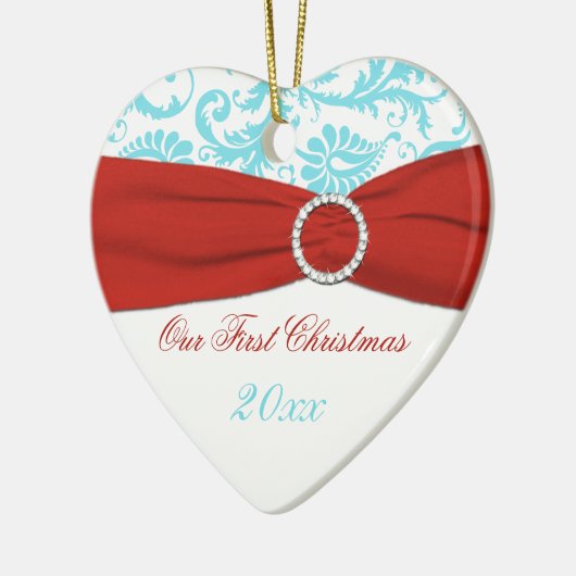 Ons eerste kerstkeepskever-Ornament Keramisch Ornament (Links)