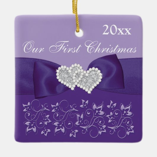 Ons eerste kerstkeepskever-Ornament Keramisch Ornament (Voorkant)