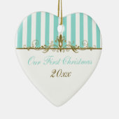 Ons eerste kerstkeepskever-Ornament Keramisch Ornament (Rechts)