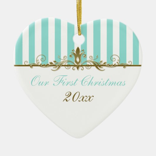 Ons eerste kerstkeepskever-Ornament Keramisch Ornament (Voorkant)