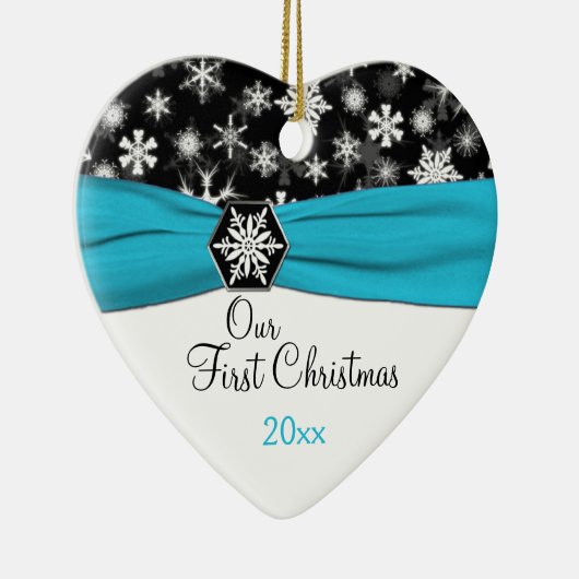 Ons eerste kerstkeepskever-Ornament Keramisch Ornament (Rechts)