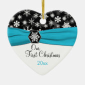 Ons eerste kerstkeepskever-Ornament Keramisch Ornament (Voorkant)