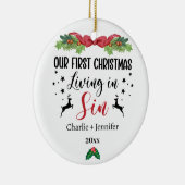 Ons eerste kerstleven in Sin Funny Couple Keramisch Ornament (Rechts)