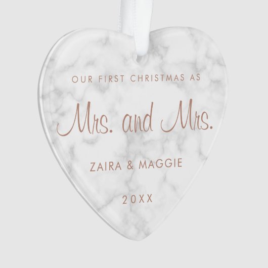 Ons eerste kerstmarmer Roos Gold Lesbian Ornament (voorkant)