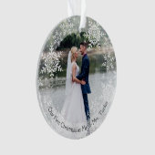 Ons Eerste Kerstmis Getrouwd Dhr. en Mevrouw Sneeu Ornament (voorkant)