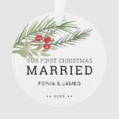 Ons Eerste Kerstmis Getrouwd Groene Decoratie (voorkant)