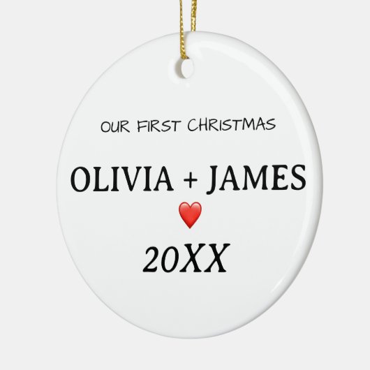 Ons eerste Kerstmis Paar Hart Keramisch Ornament (Links)