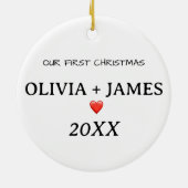 Ons eerste Kerstmis Paar Hart Keramisch Ornament (Achterkant)