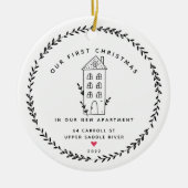 Ons eerste kerstnieuwe appartement keramisch ornament (Voorkant)