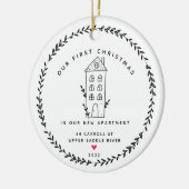 Ons eerste kerstnieuwe appartement keramisch ornament (Links)