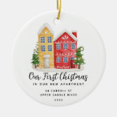 Ons eerste kerstnieuwe appartement keramisch ornament (Voorkant)