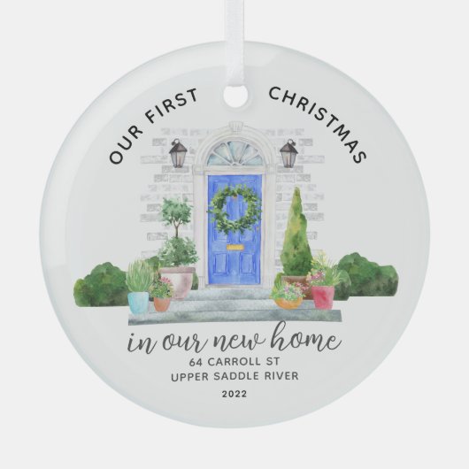 Ons eerste kerstnieuwhuis glas ornament (Voorkant)