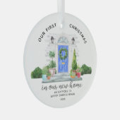 Ons eerste kerstnieuwhuis glas ornament (Voorkant Rechts)