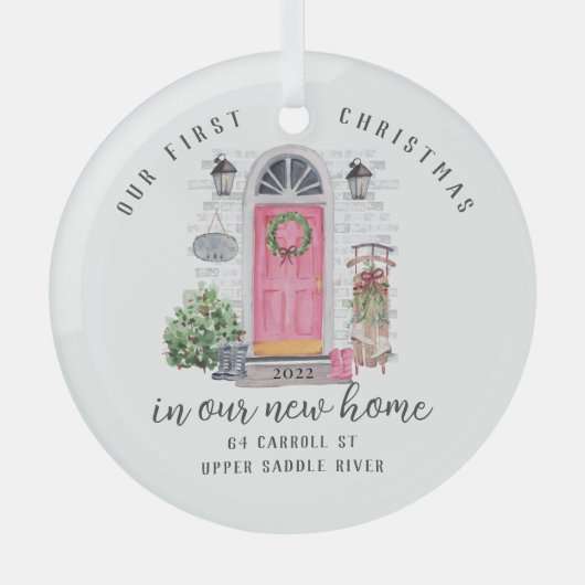 Ons eerste kerstnieuwhuis glas ornament (Voorkant)