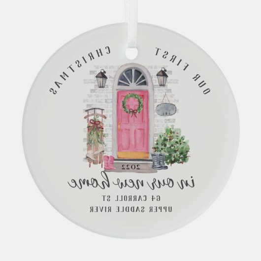 Ons eerste kerstnieuwhuis glas ornament (Achterkant)