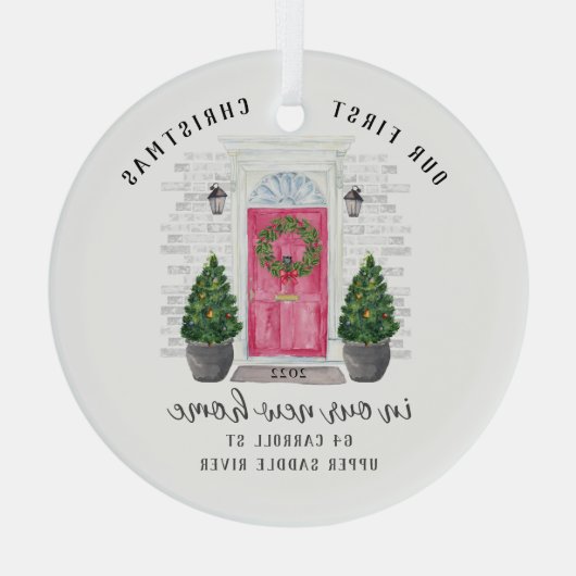 Ons eerste kerstnieuwhuis glas ornament (Achterkant)