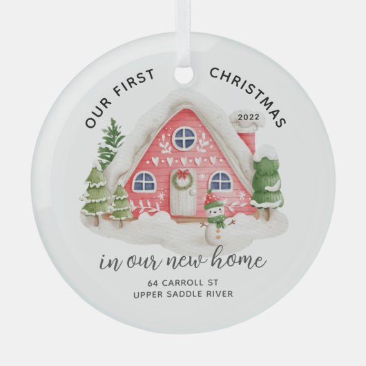 Ons eerste kerstnieuwhuis glas ornament (Voorkant)