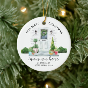 Ons eerste kerstnieuwhuis keramisch ornament