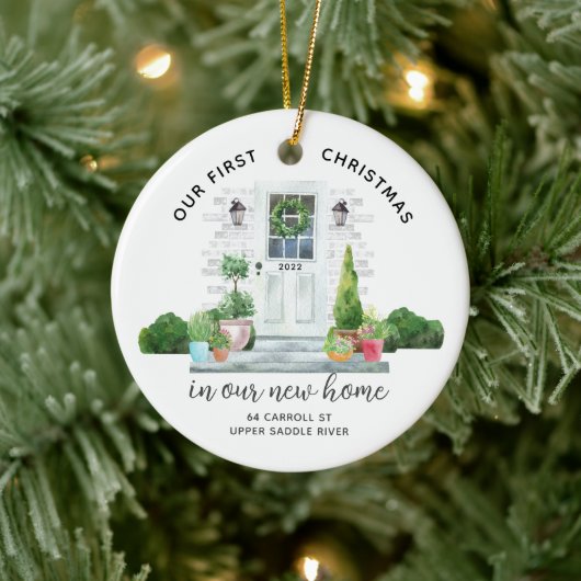 Ons eerste kerstnieuwhuis keramisch ornament (Boom)